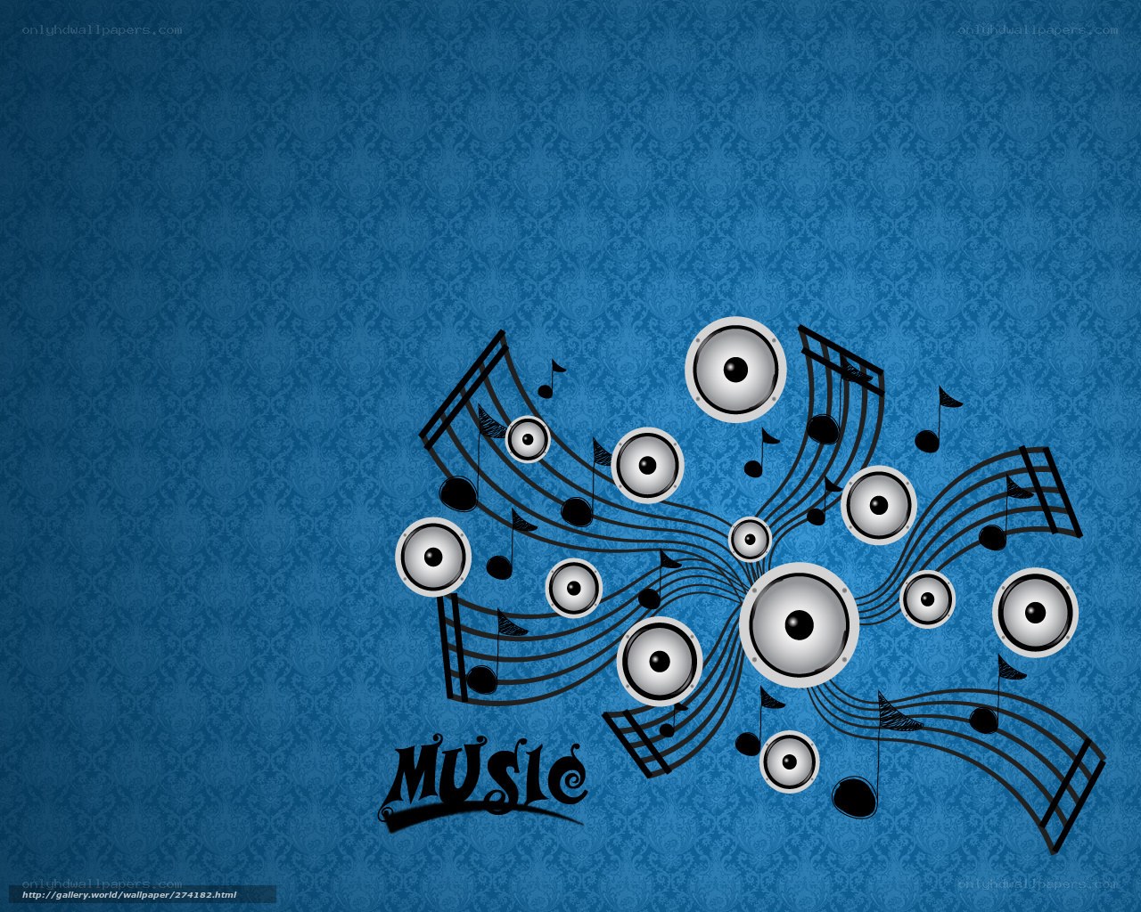 Music notes and speakers design