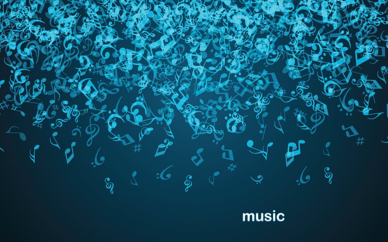 Music Notes Falling — Blue, Calm
