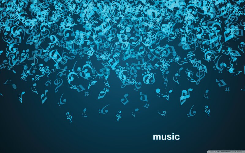 Music Notes Falling — Blue
