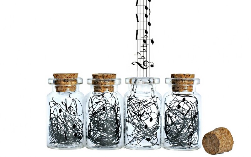 Music Notes in Glass Jars