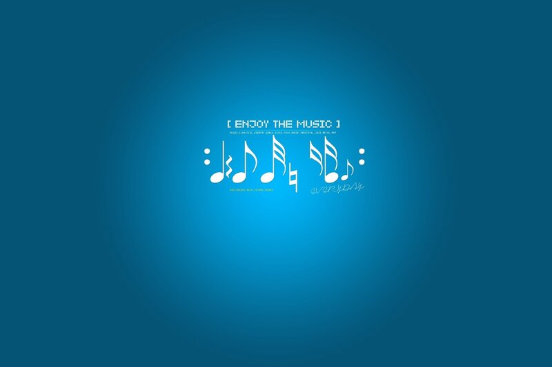 Music Notes on Blue — Calm, Digital Art, Text