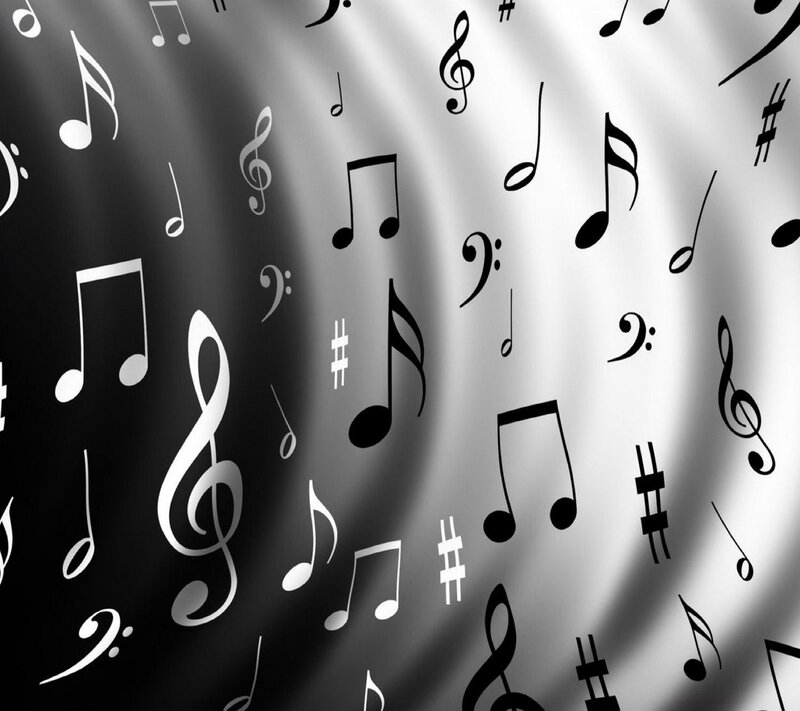 Music Notes on Fabric — Black