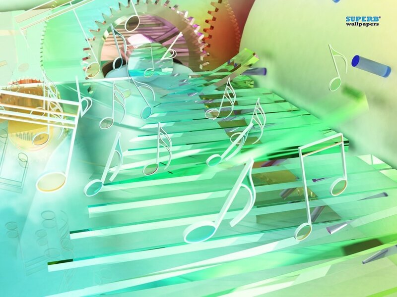 Music Notes on Piano Keys — Green