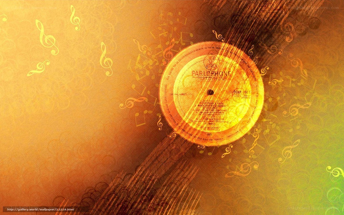Music notes on vinyl record