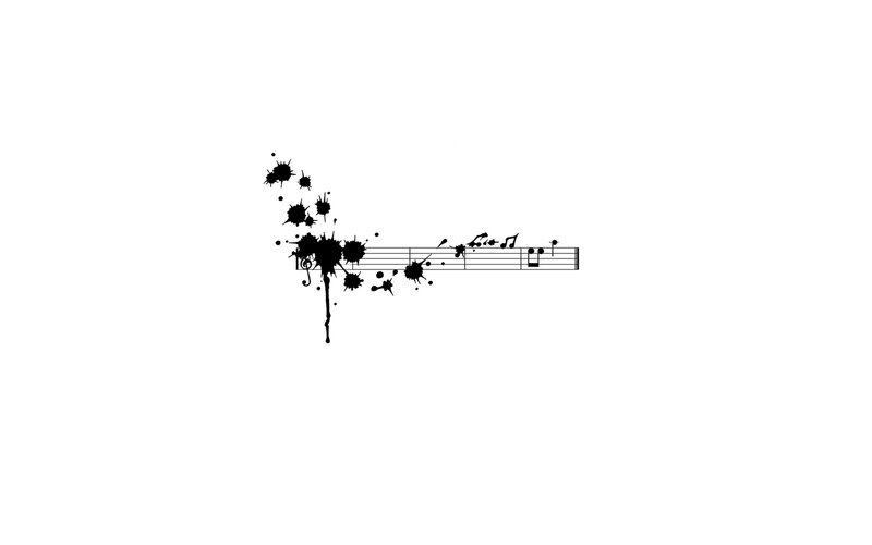 music notes with ink splatter
