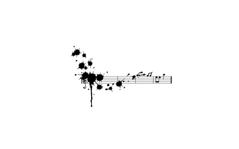music notes with ink splatter