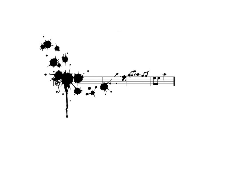 music notes with ink splatter