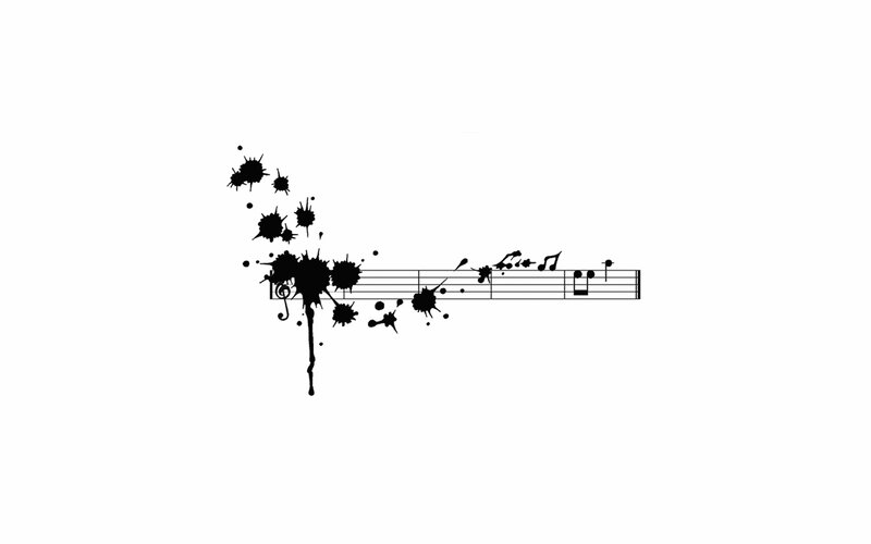 music notes with ink splatters