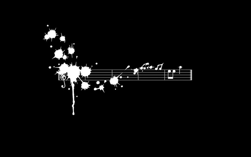 music notes with paint splatters