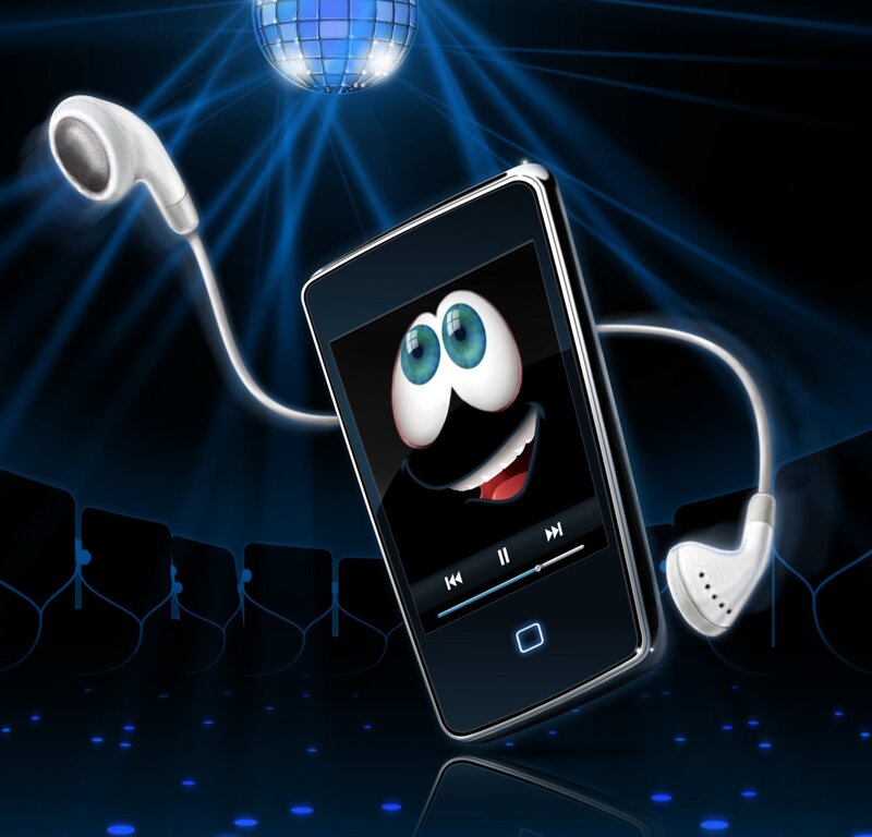 Music player with disco ball