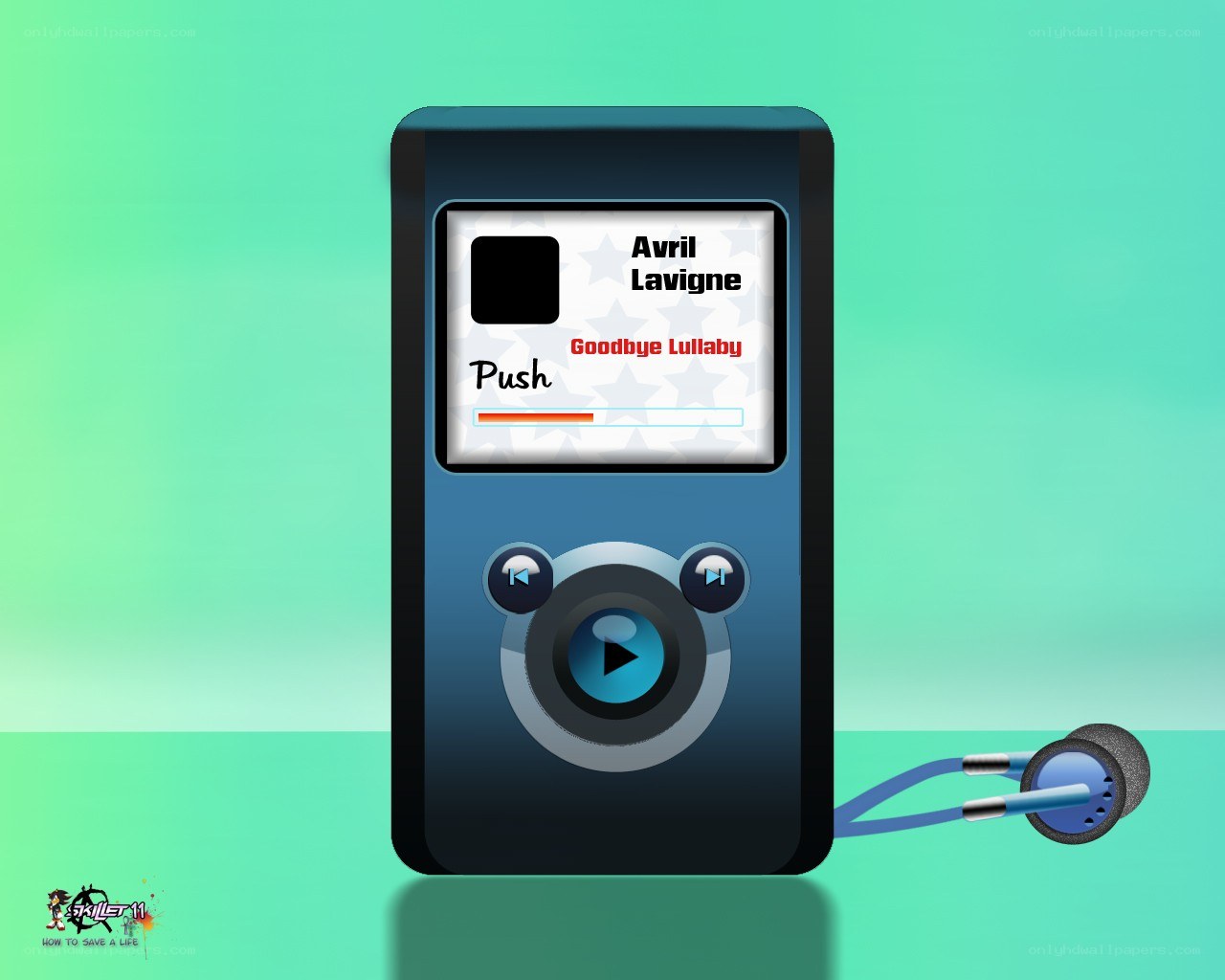 Music player with headphones