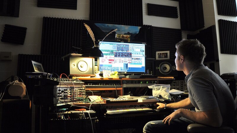 music producer at workstation