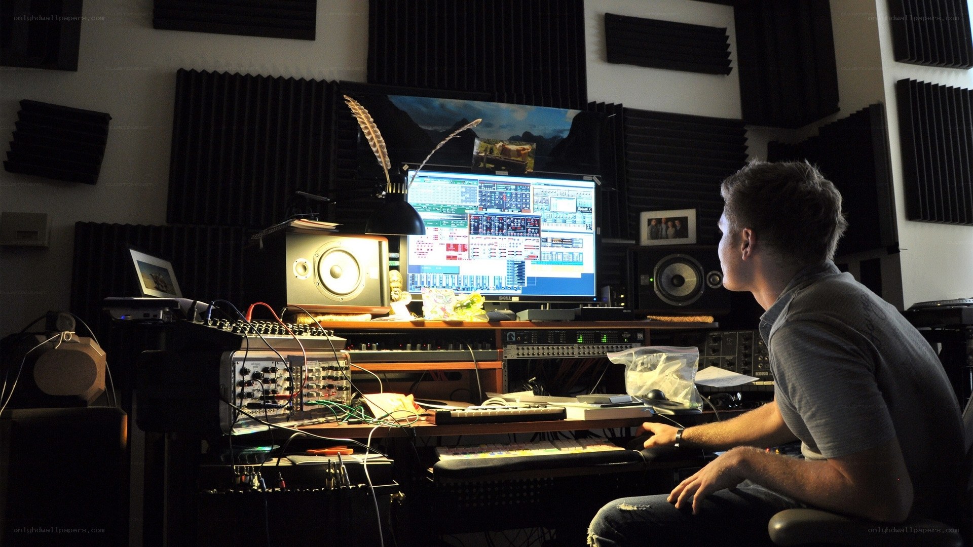 music producer at workstation