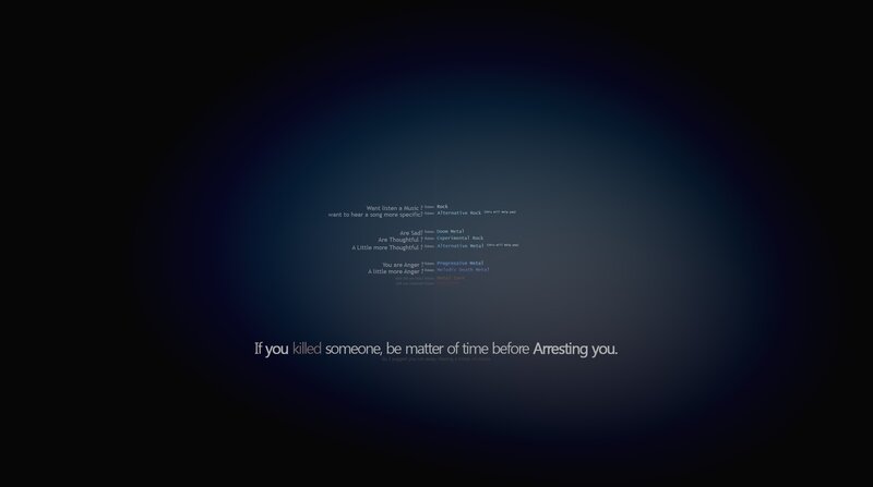 music selection screen with warning