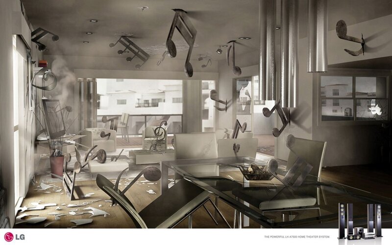 Music shatters a living room