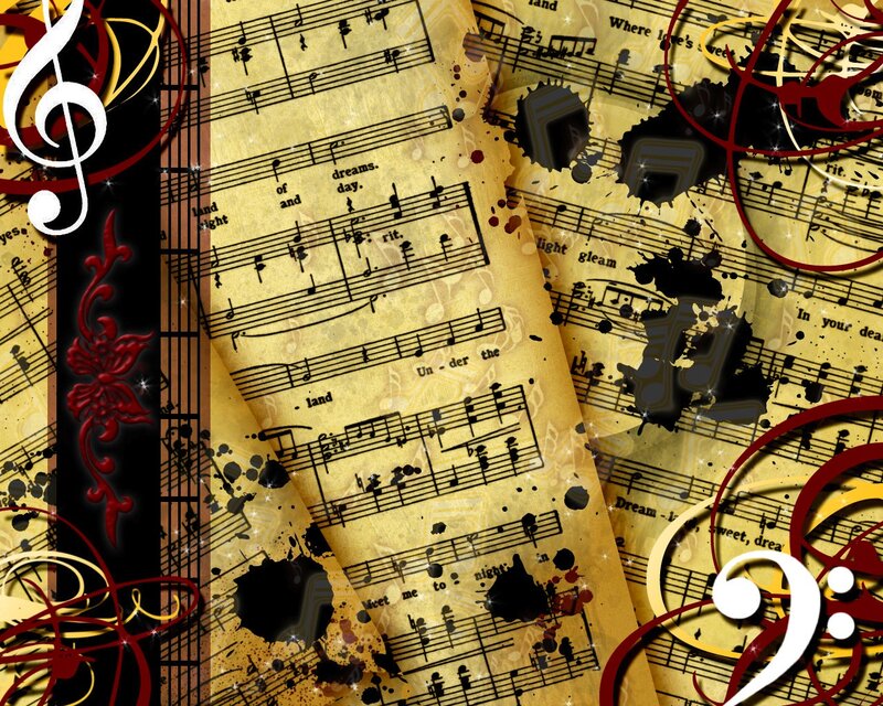 Music Sheet Collage — Yellow