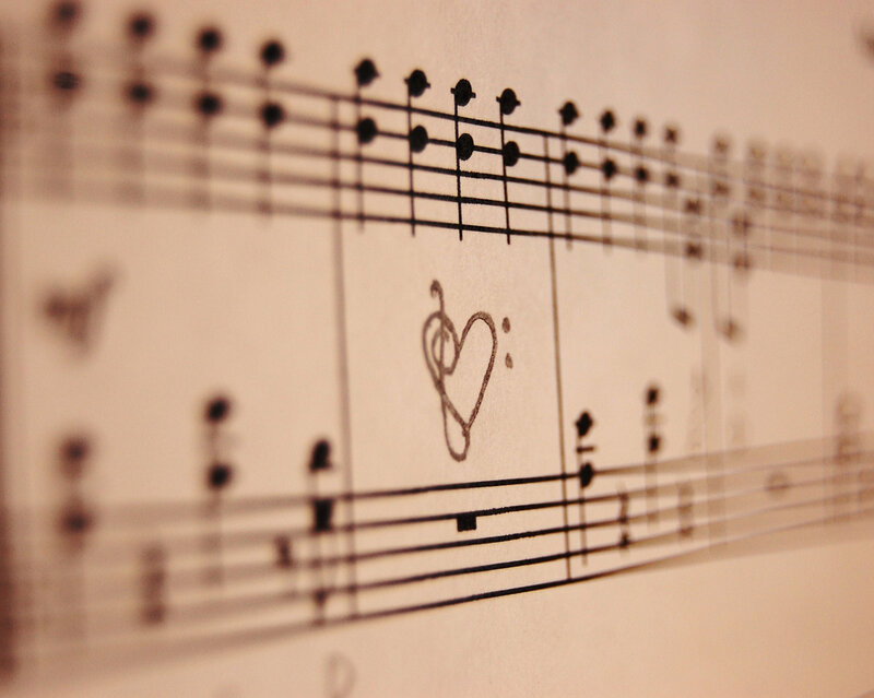 Music Sheet with Heart Drawing