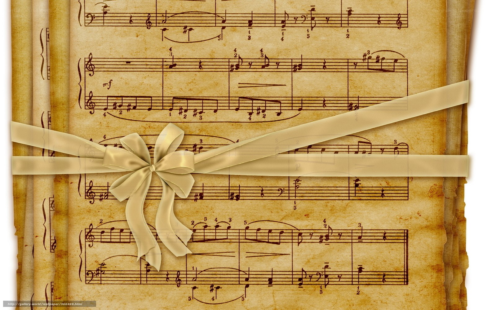 Music sheet with ribbon bow