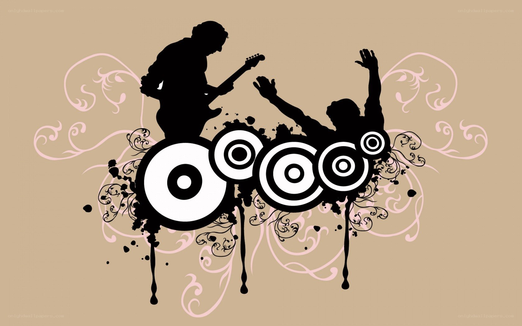 music silhouettes with vinyl records