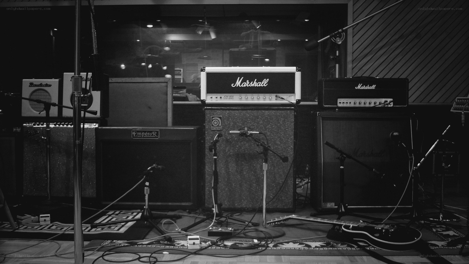 music studio with amplifiers