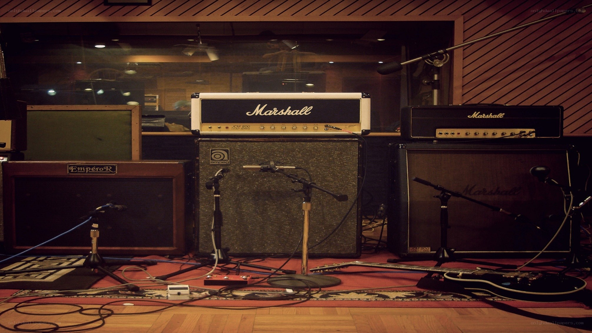 music studio with amplifiers