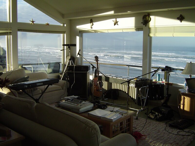 Music studio with ocean view
