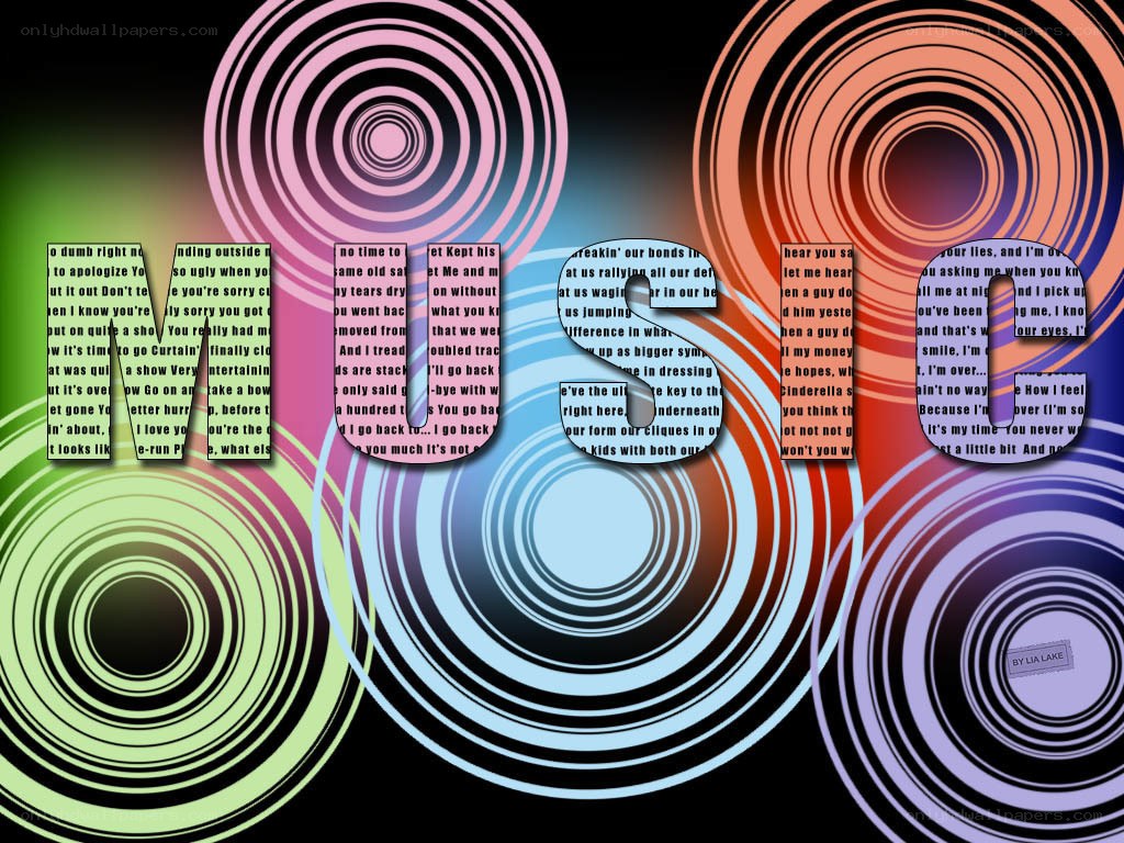 Music text art with lyrics