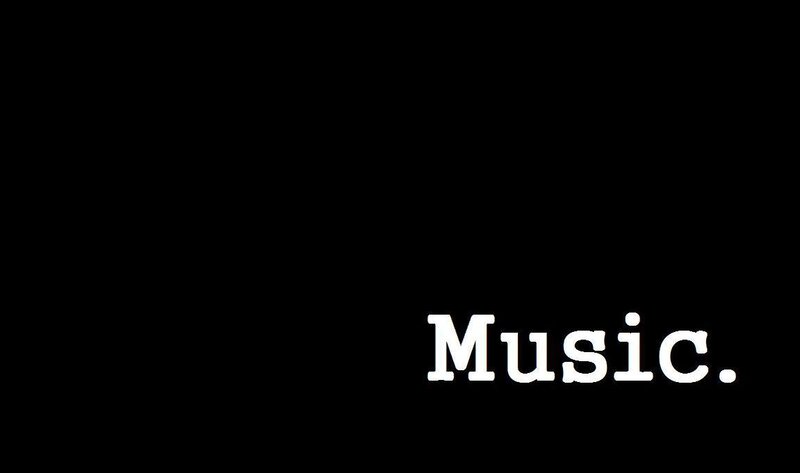 Music text on black background