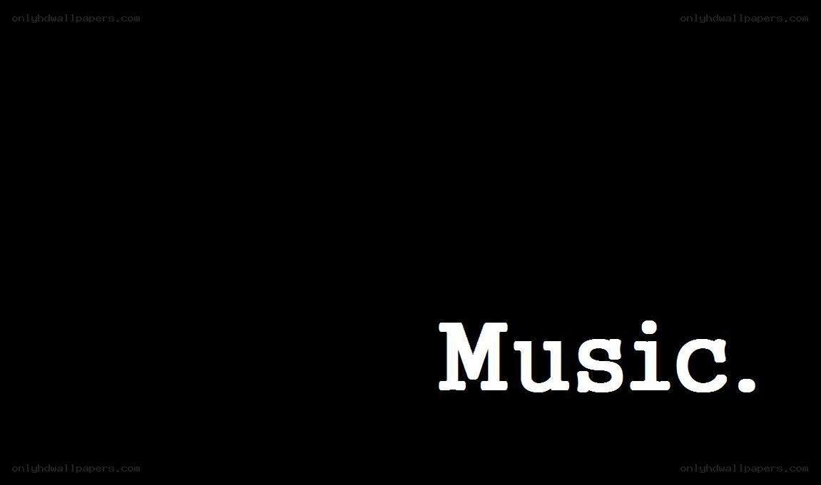 Music text on black background