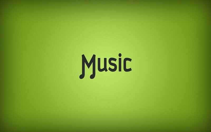 Music text on green background