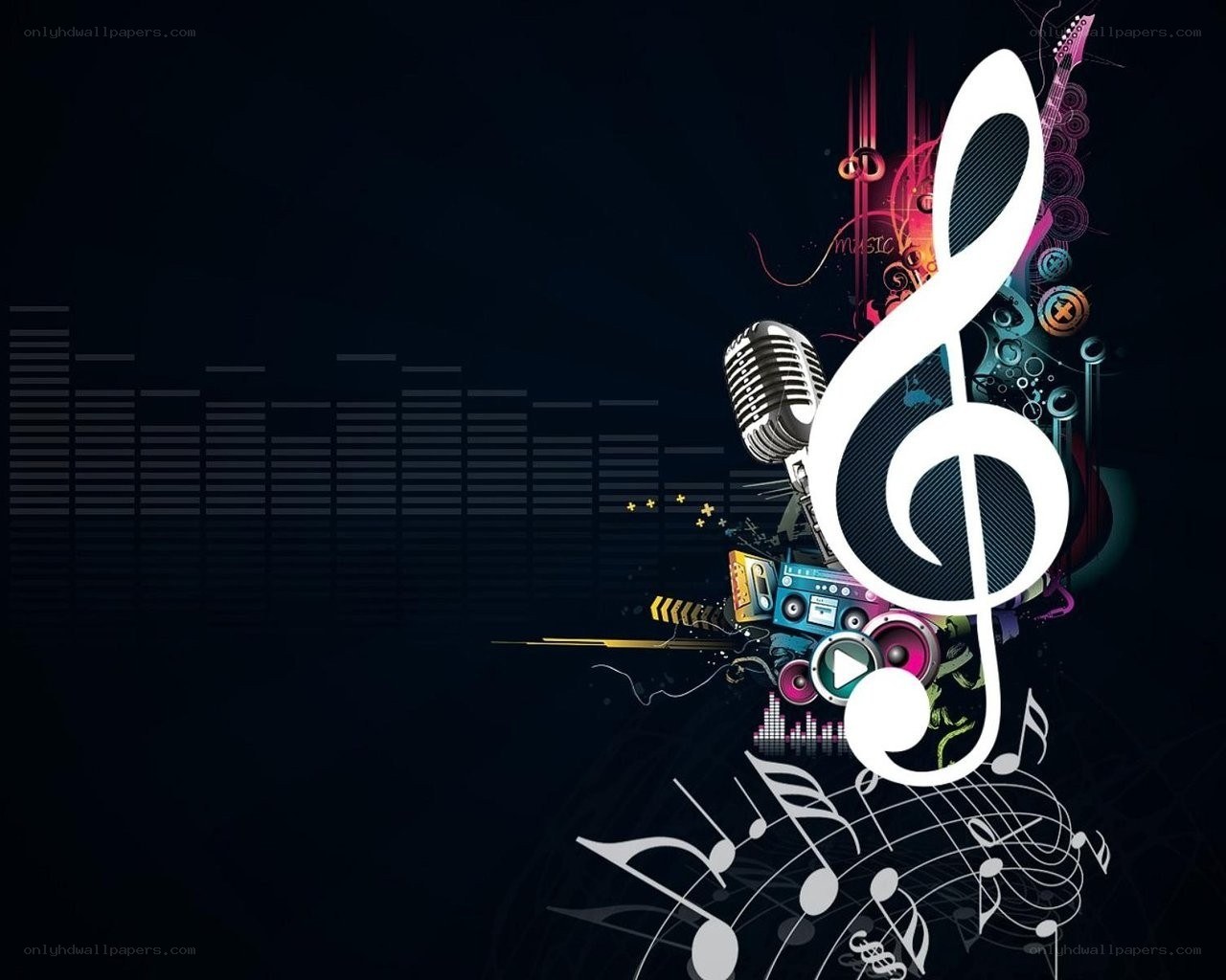 Music theme with treble clef