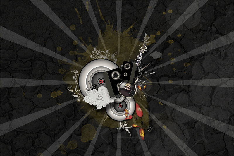 music-themed digital art collage