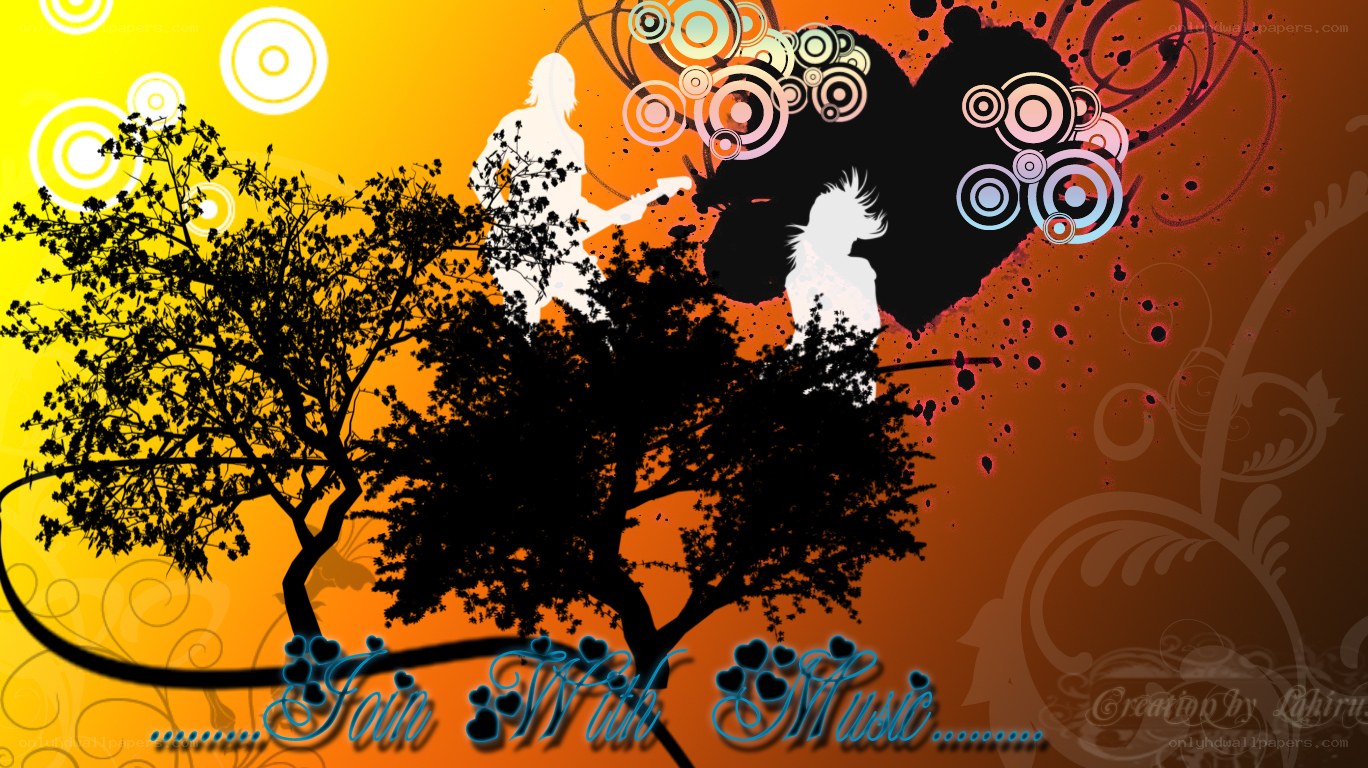 Music with Trees Silhouette