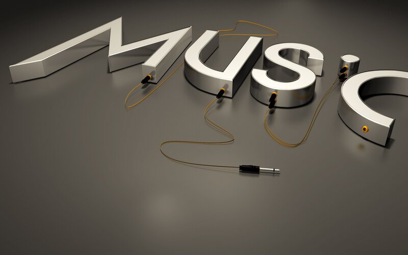 Music word with audio cables