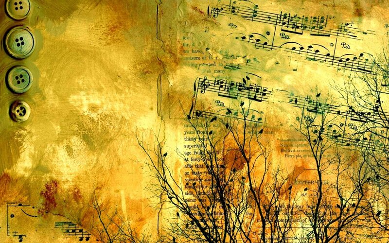 musical collage with vintage elements