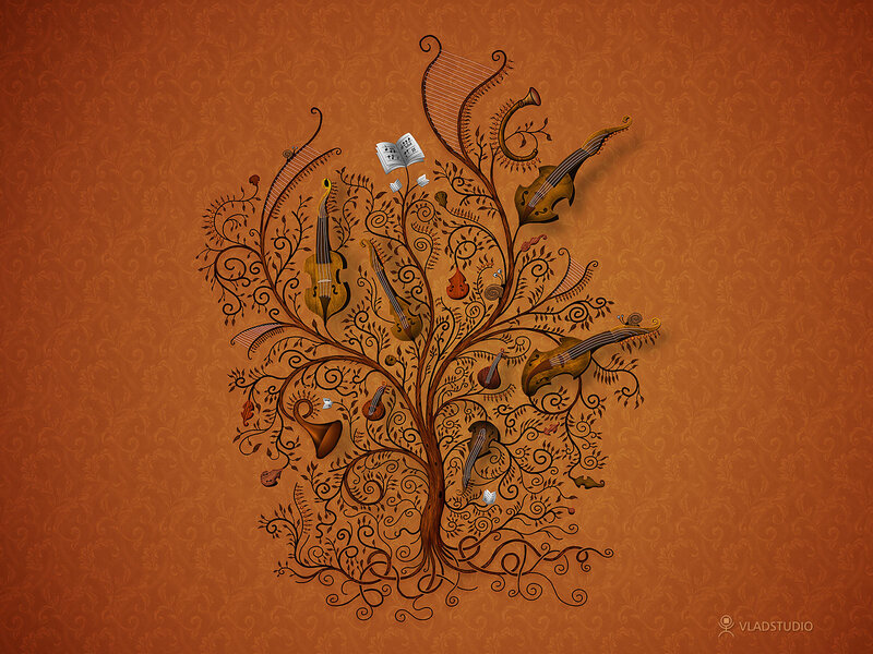 Musical Instrument Tree — Brown, Whimsical