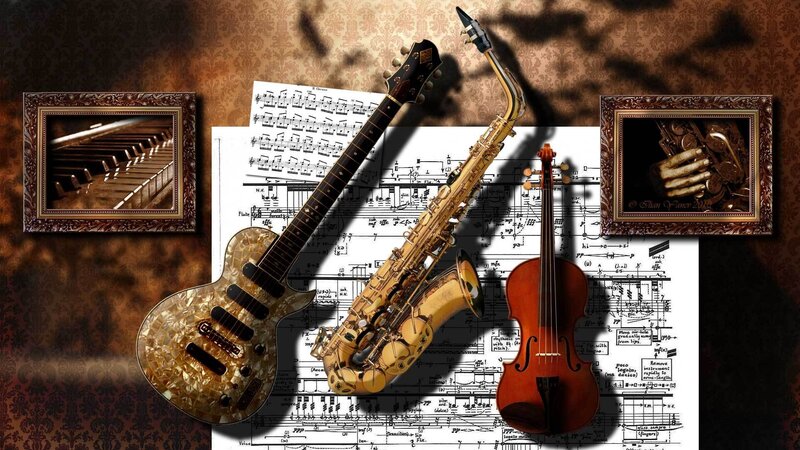 Musical instruments collage