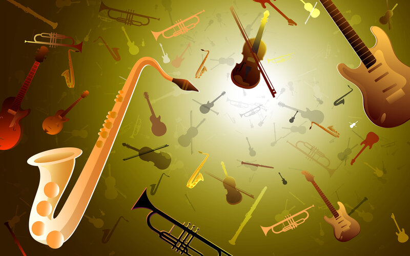 Musical Instruments Floating — Yellow