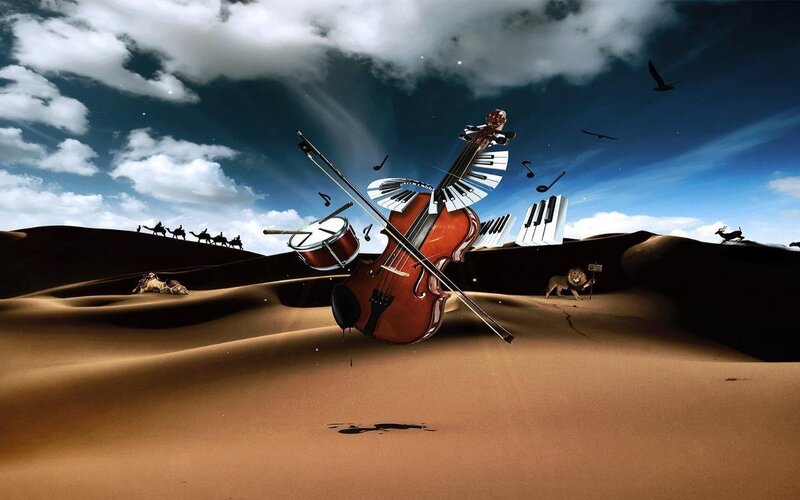 Musical instruments in desert