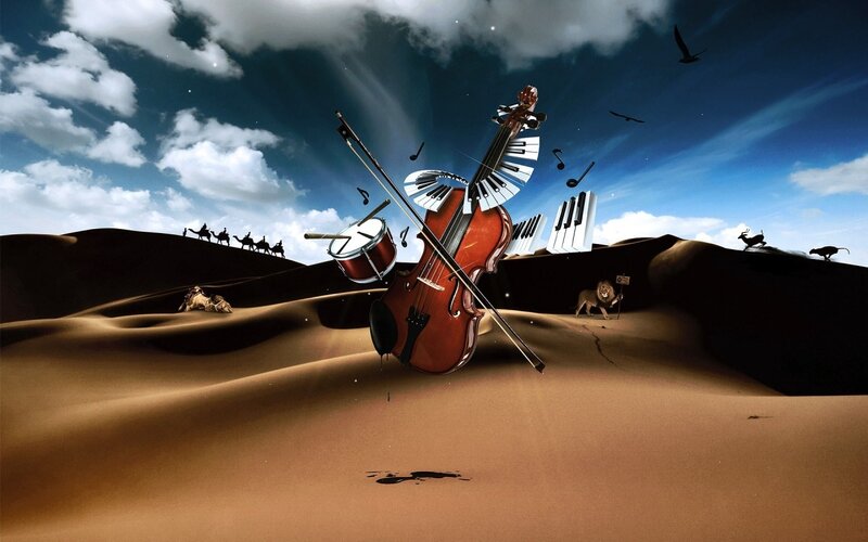 Musical instruments in desert