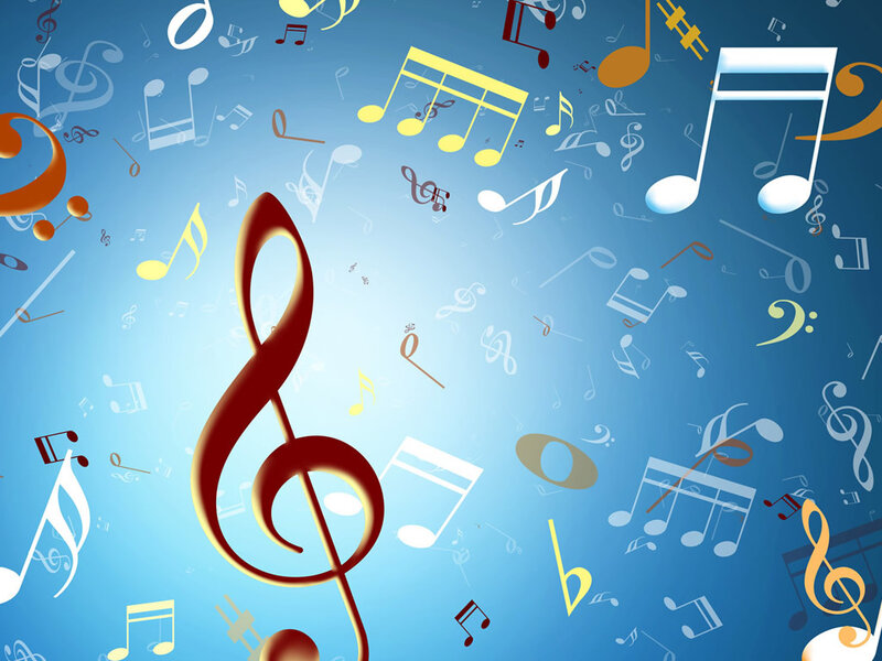 Musical Notes and Clefs — Blue