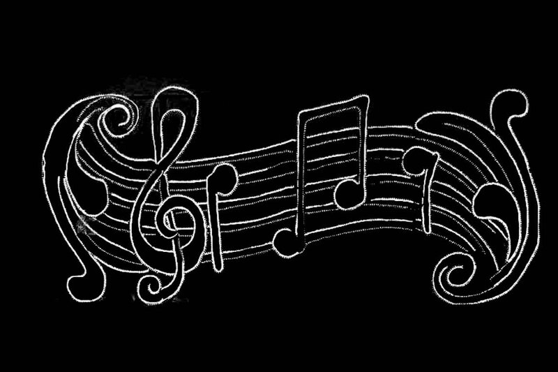 Musical Notes and Staff — Black