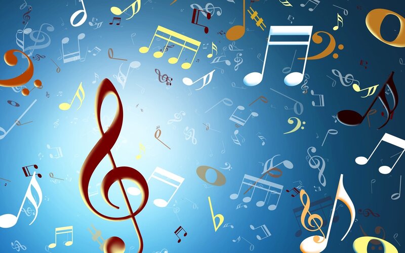 Musical Notes and Symbols — Blue, Playful