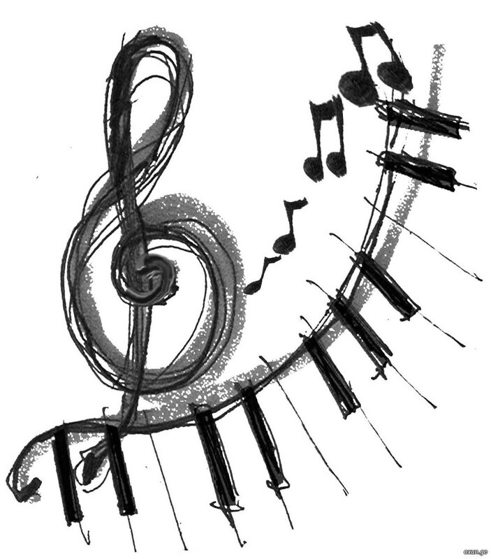 Musical Notes and Treble Clef — Black, Artistic