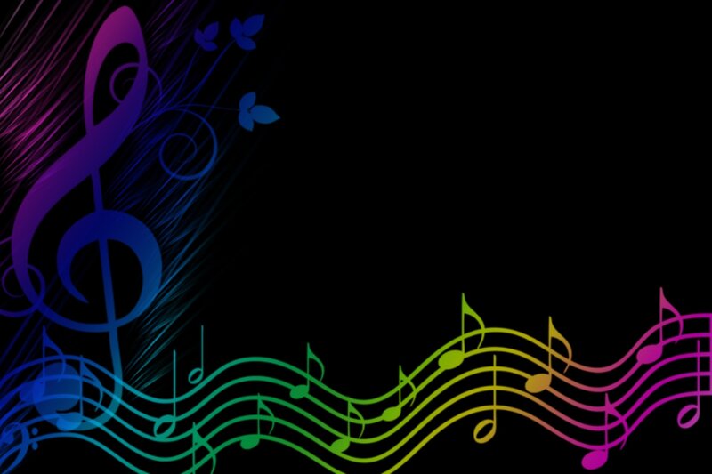 Musical Notes and Treble Clef — Black