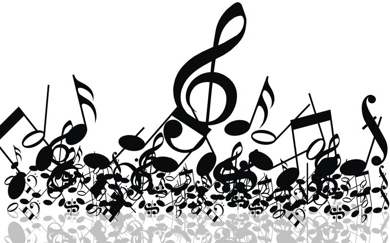 musical notes and treble clef