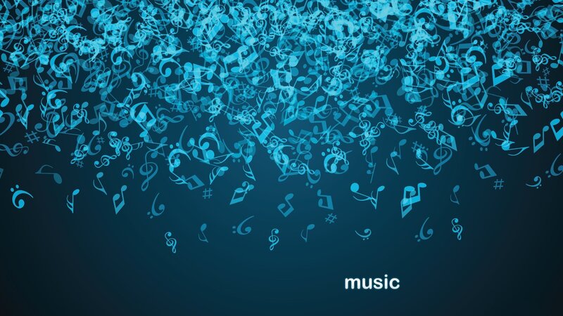 Musical Notes Falling — Blue, Calm, Digital Art, Clefs