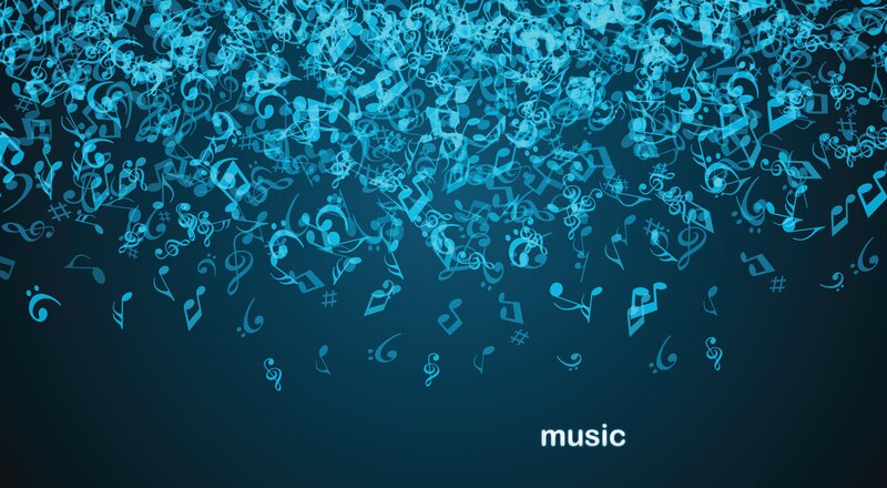 Musical Notes Falling — Blue, Calm, Digital Art