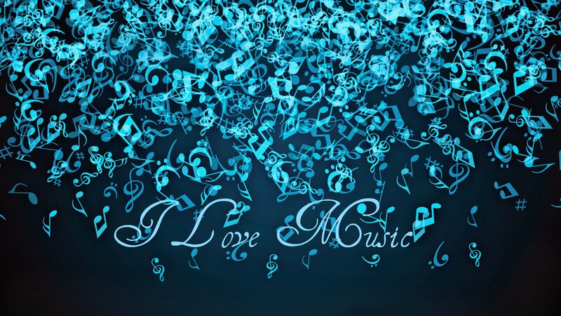 Musical Notes Falling — Blue, Calm