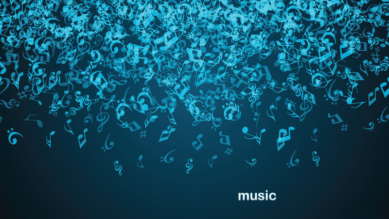 Musical Notes Falling — Blue